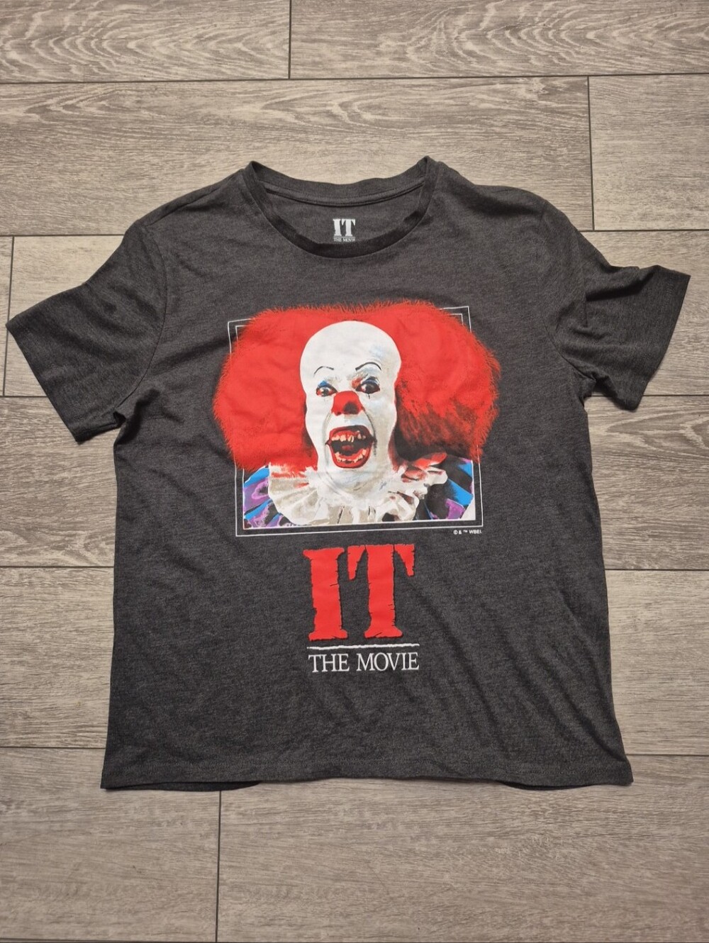 Women's Gray Color Short SleeveGraphic Tee Featuring Pennywise From The Movie IT